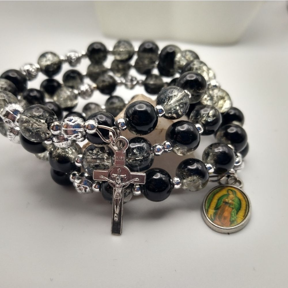 Religious gift for her rosary gloss beaded bracelet religion Catholic